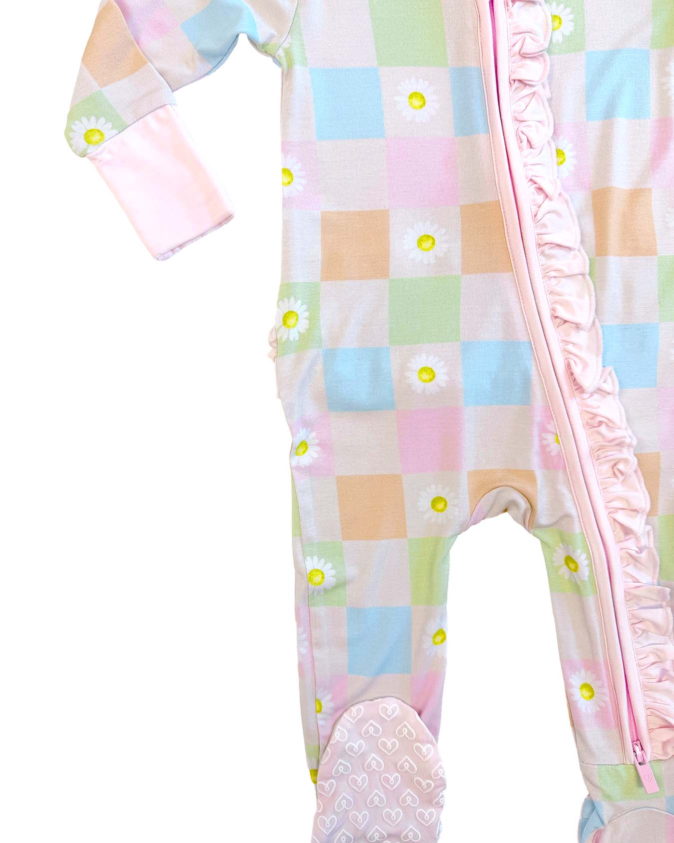 Coral Ruffled Zippered Footie