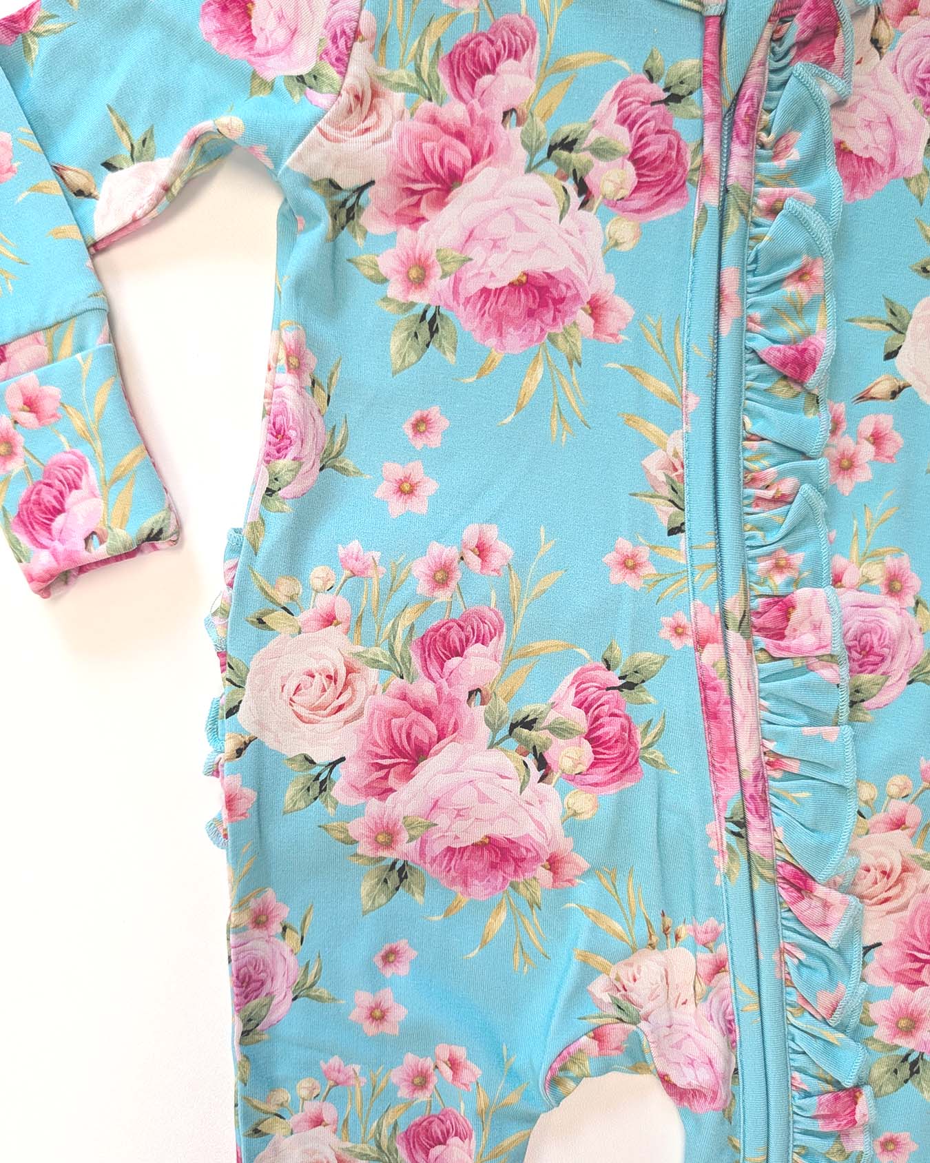 Alana Ruffled Zippered Footie