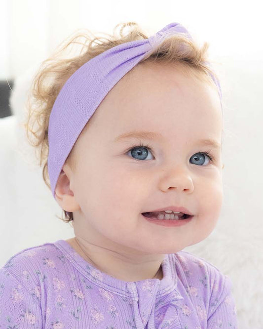Lila Pointelle Knotted  Headband