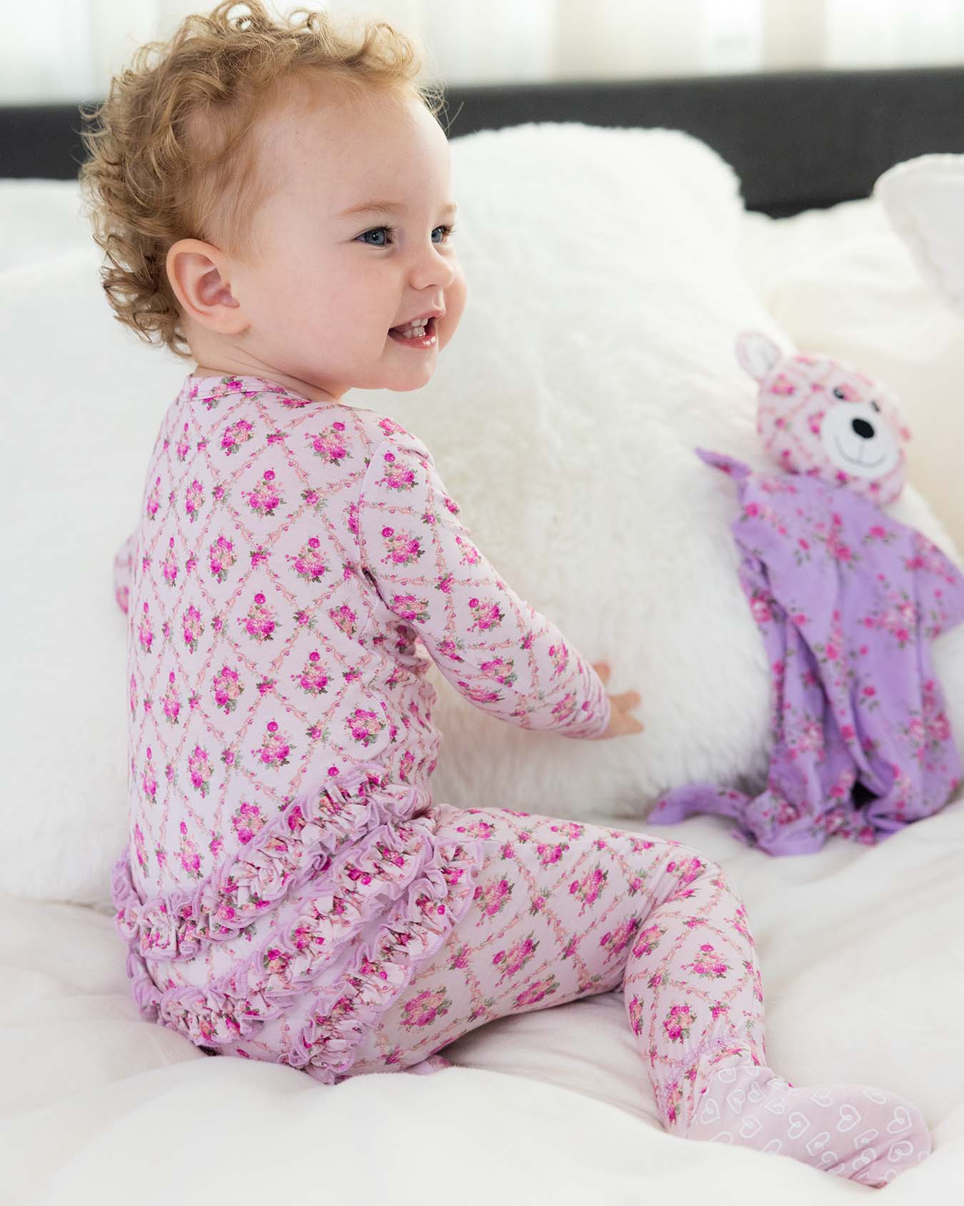 Caroline Ruffled Zippered Footie