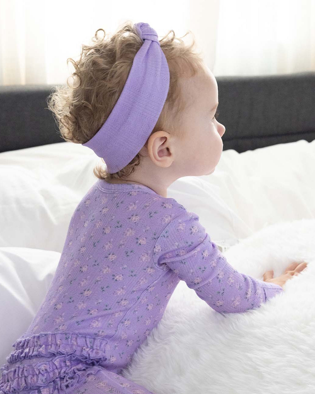 Lila Pointelle Knotted  Headband