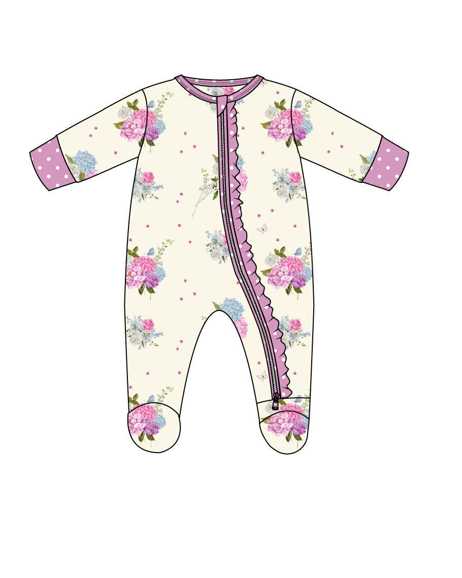 Elsie Ruffled Zippered Footie