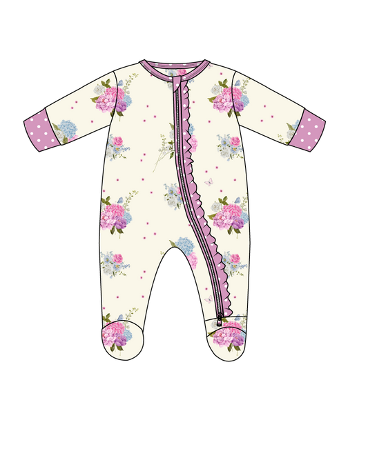 Elsie Ruffled Zippered Footie