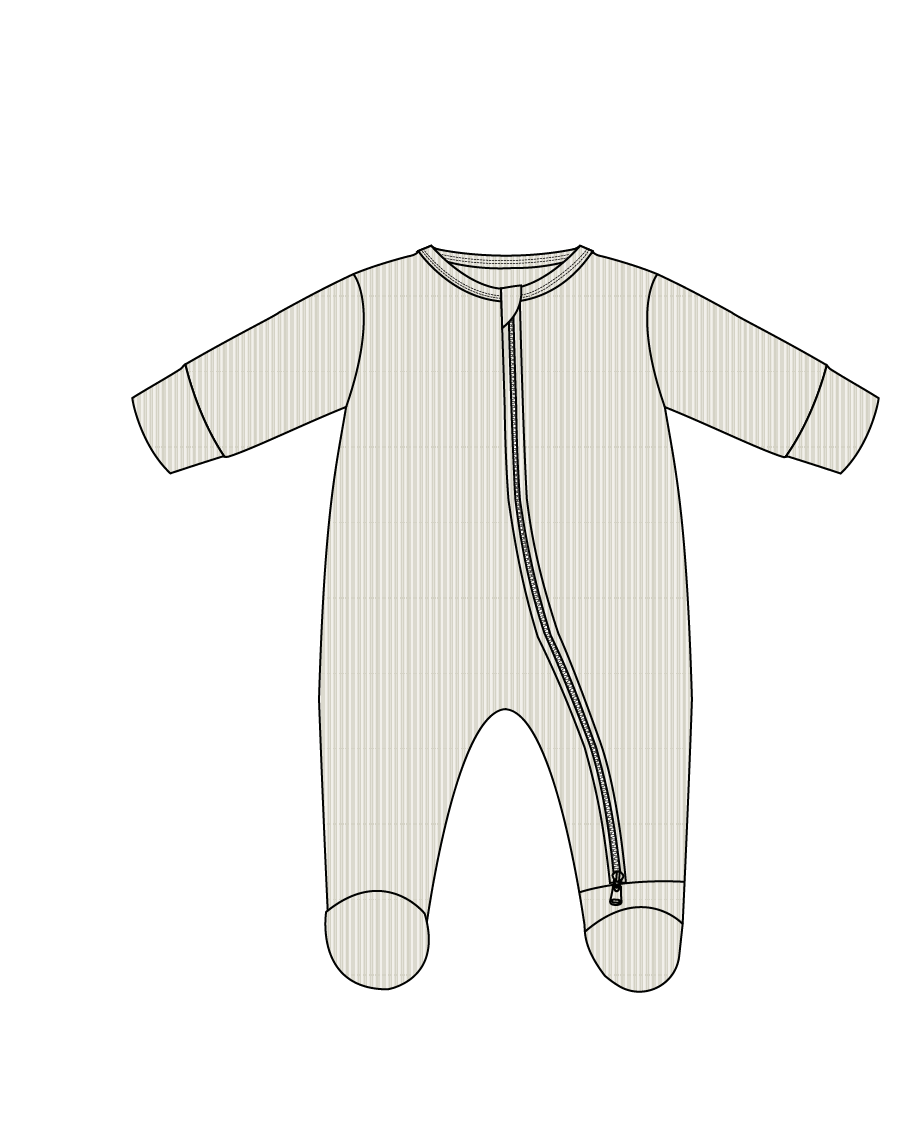 Cloud Ribbed Zippered Footie