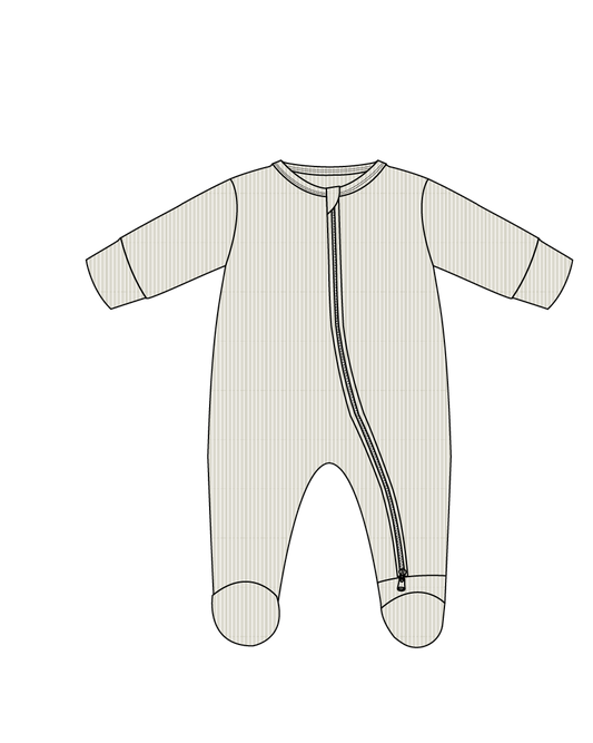Cloud Ribbed Zippered Footie