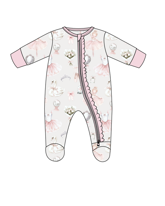 Rae Ruffled Zippered Footie