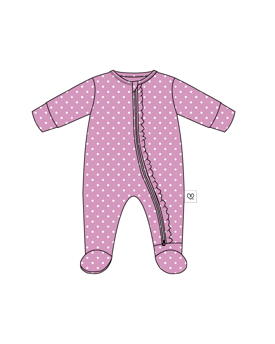 Nancy Ruffled Zippered Footie