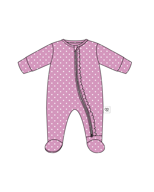 Nancy Ruffled Zippered Footie
