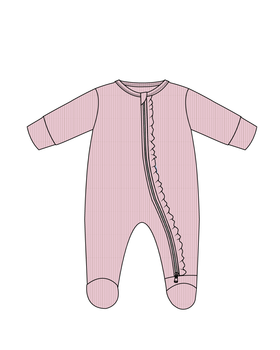 Peony Ruffled Zippered Footie
