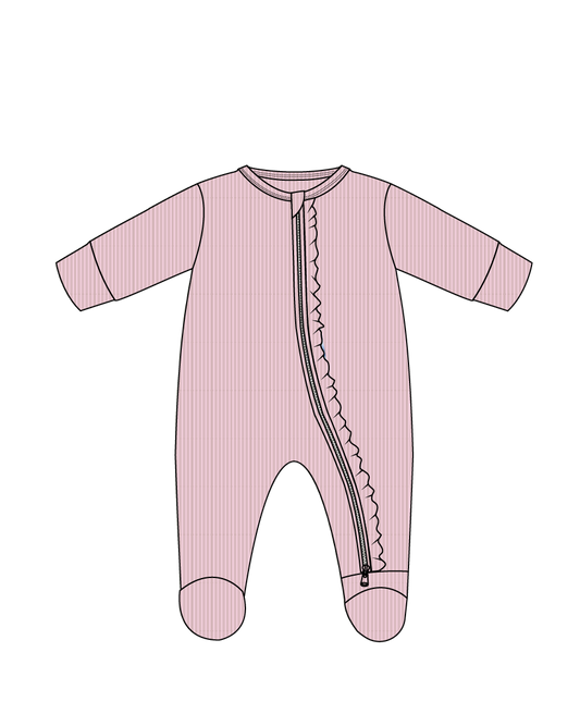Peony Ruffled Zippered Footie
