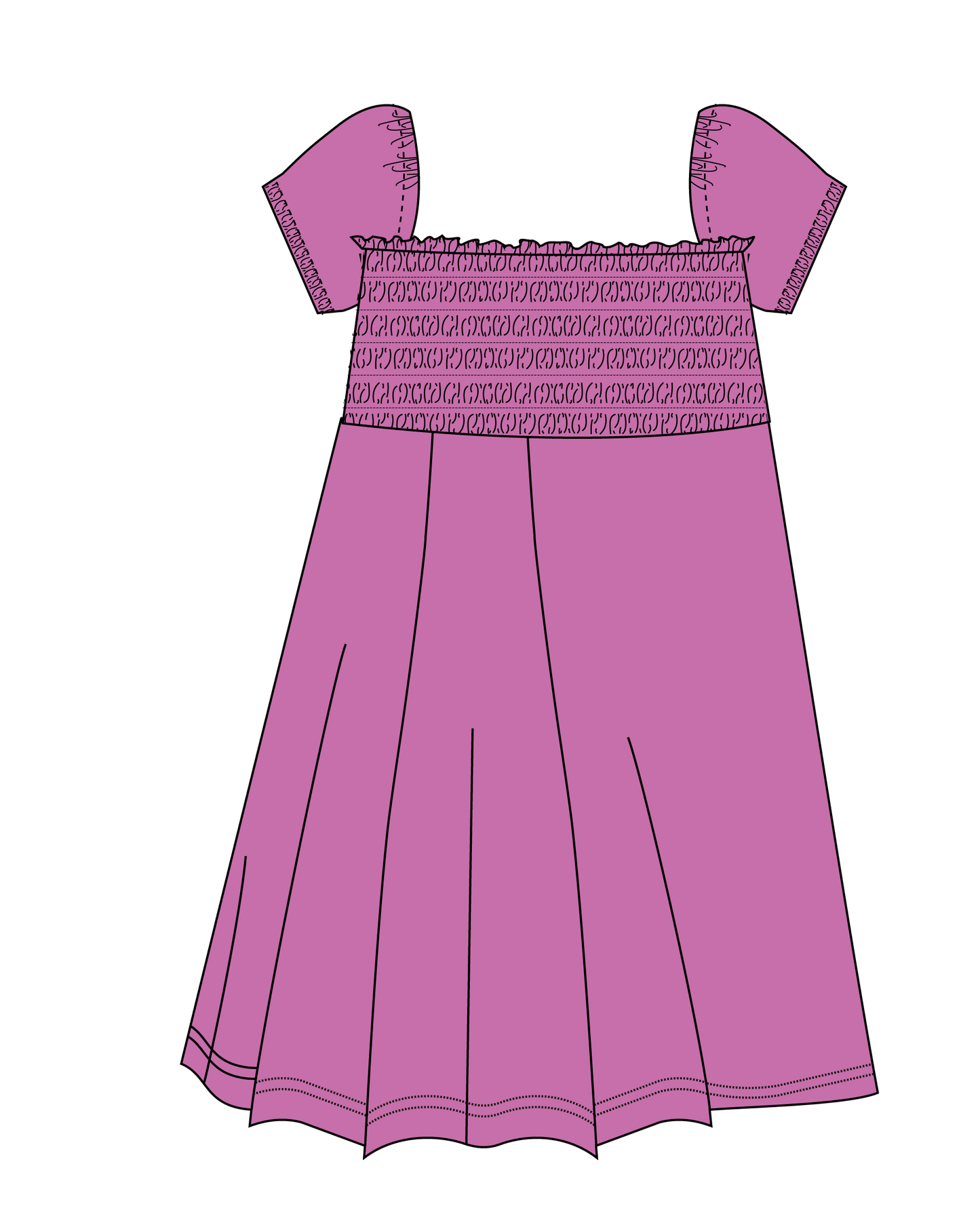Magenta Pink Smocked Bubble Twirl Dress