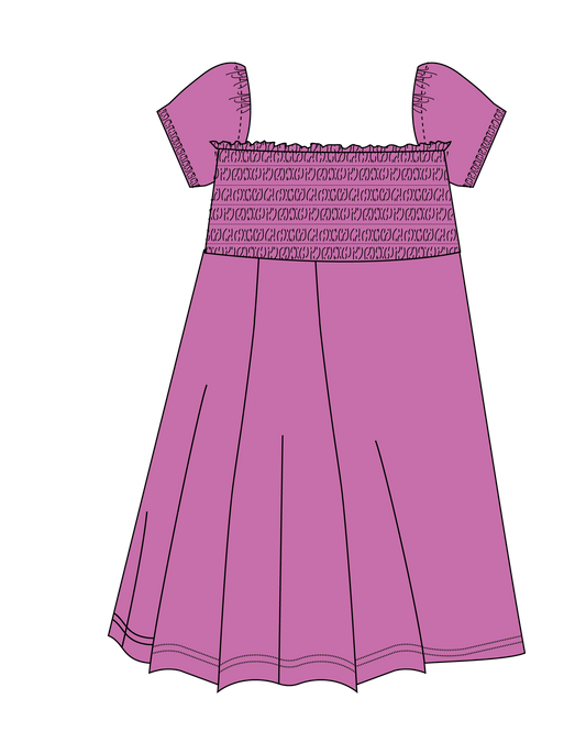 Magenta Pink Smocked Bubble Twirl Dress
