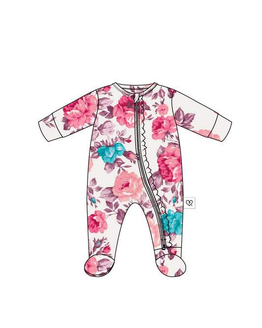 Naomi Ruffled Zippered Footie