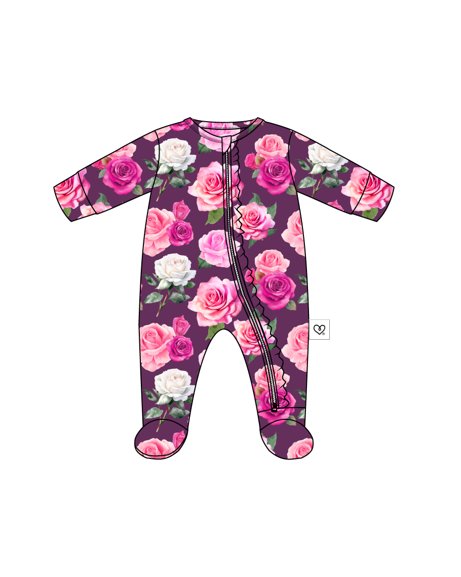 Amara Ruffled Zippered Footie