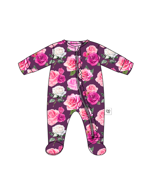 Amara Ruffled Zippered Footie
