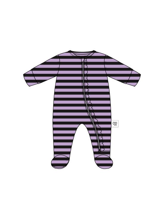 Purple Haze Ruffled Zippered Footie