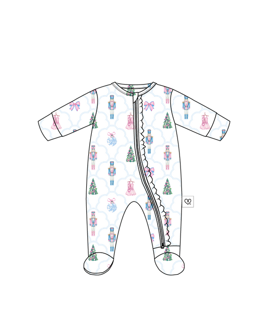 Angelina Ruffled Zippered Footie