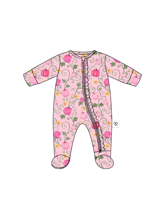 Sloane Ruffled Zippered Footie