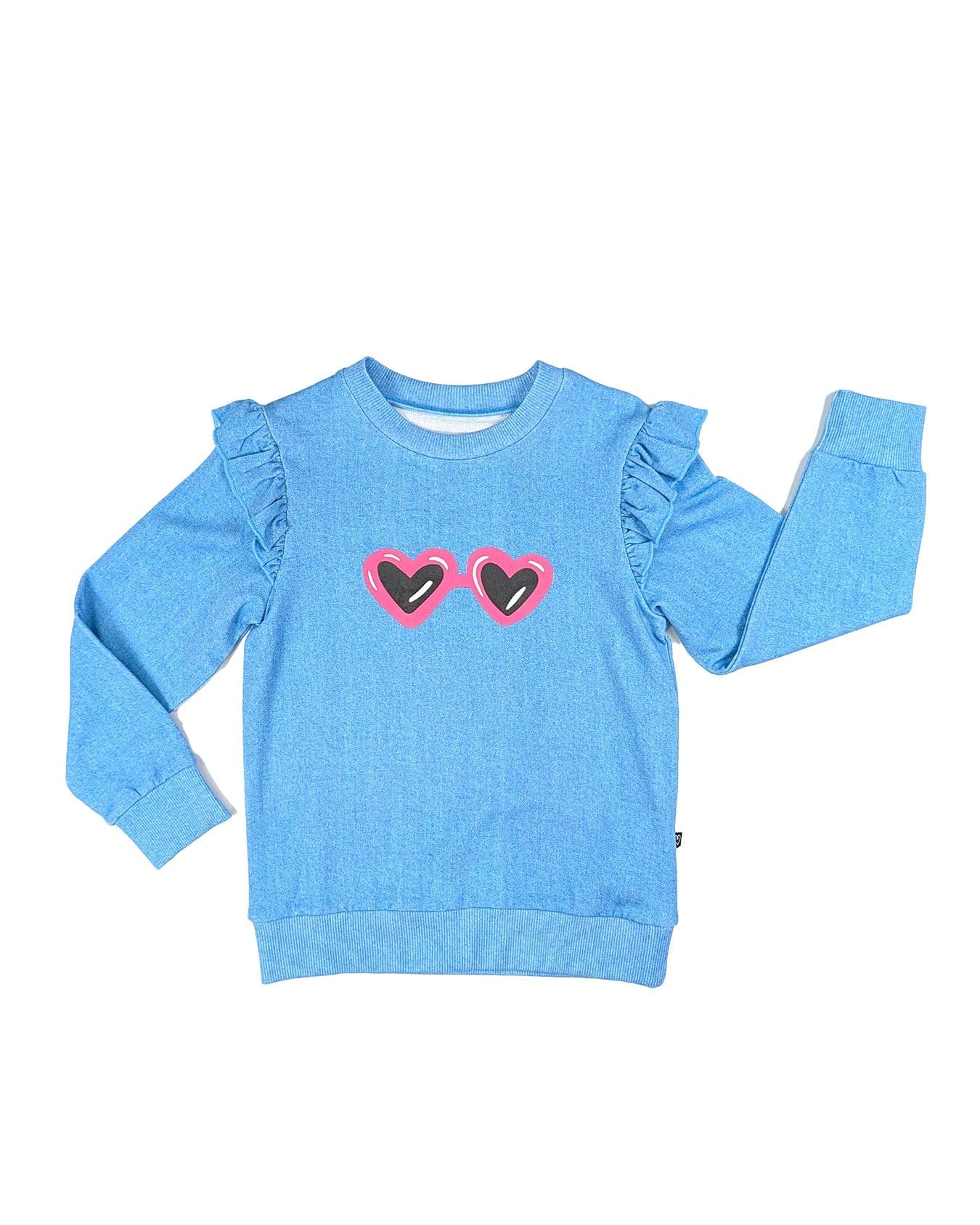 Denim Ruffled Sweatshirt