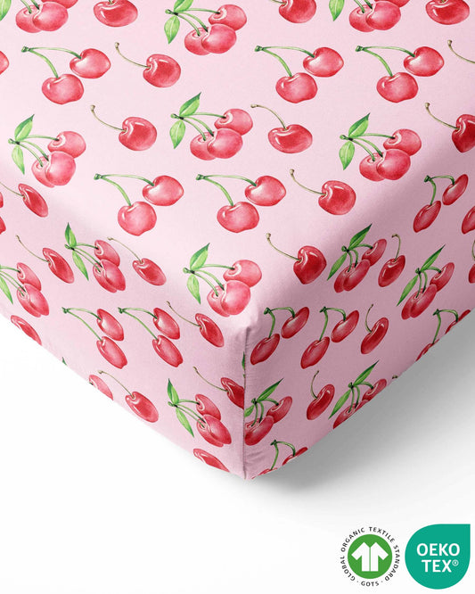 Sustainable Bamboo Cherry Crib Sheet