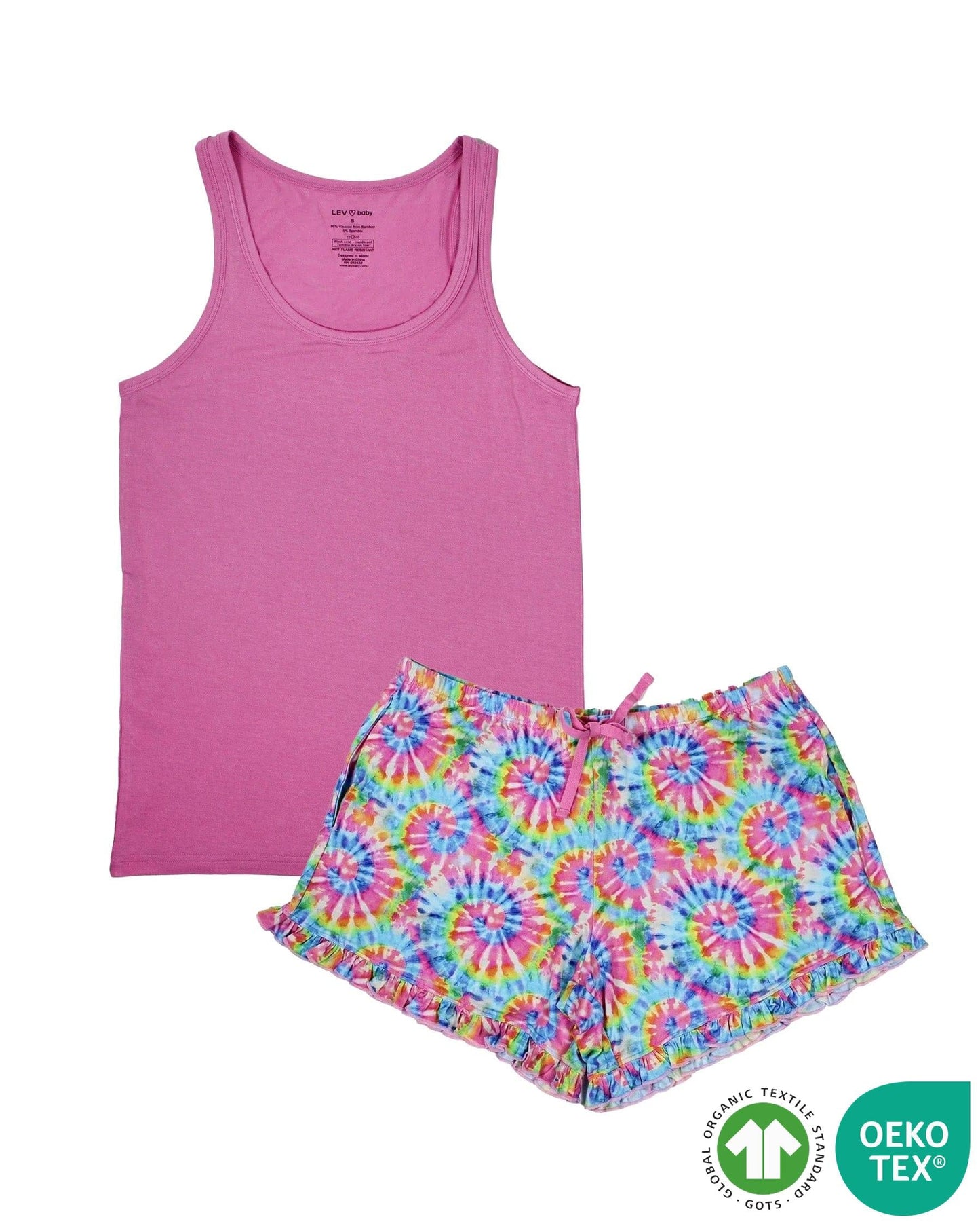 Rainbow Tie Dye Mama Shorts Set