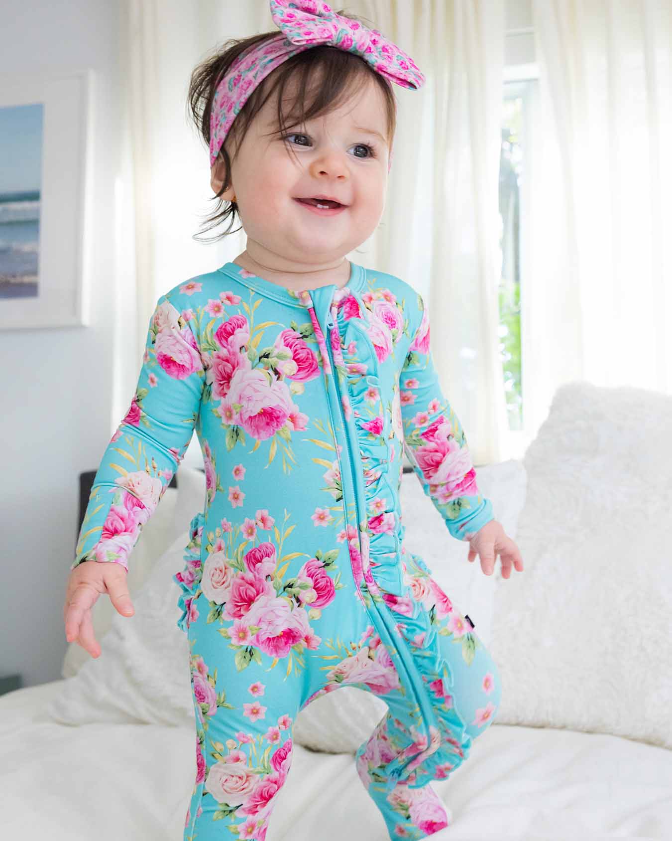 Alana Ruffled Zippered Footie