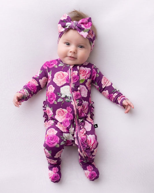 Amara Ruffled Zippered Footie