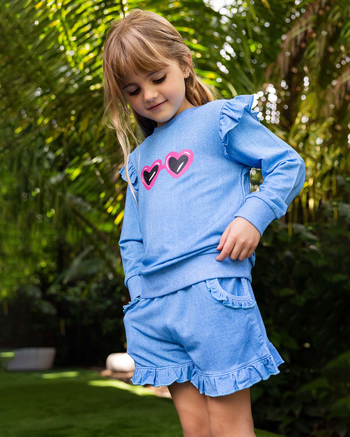 Denim Terry Ruffled Short