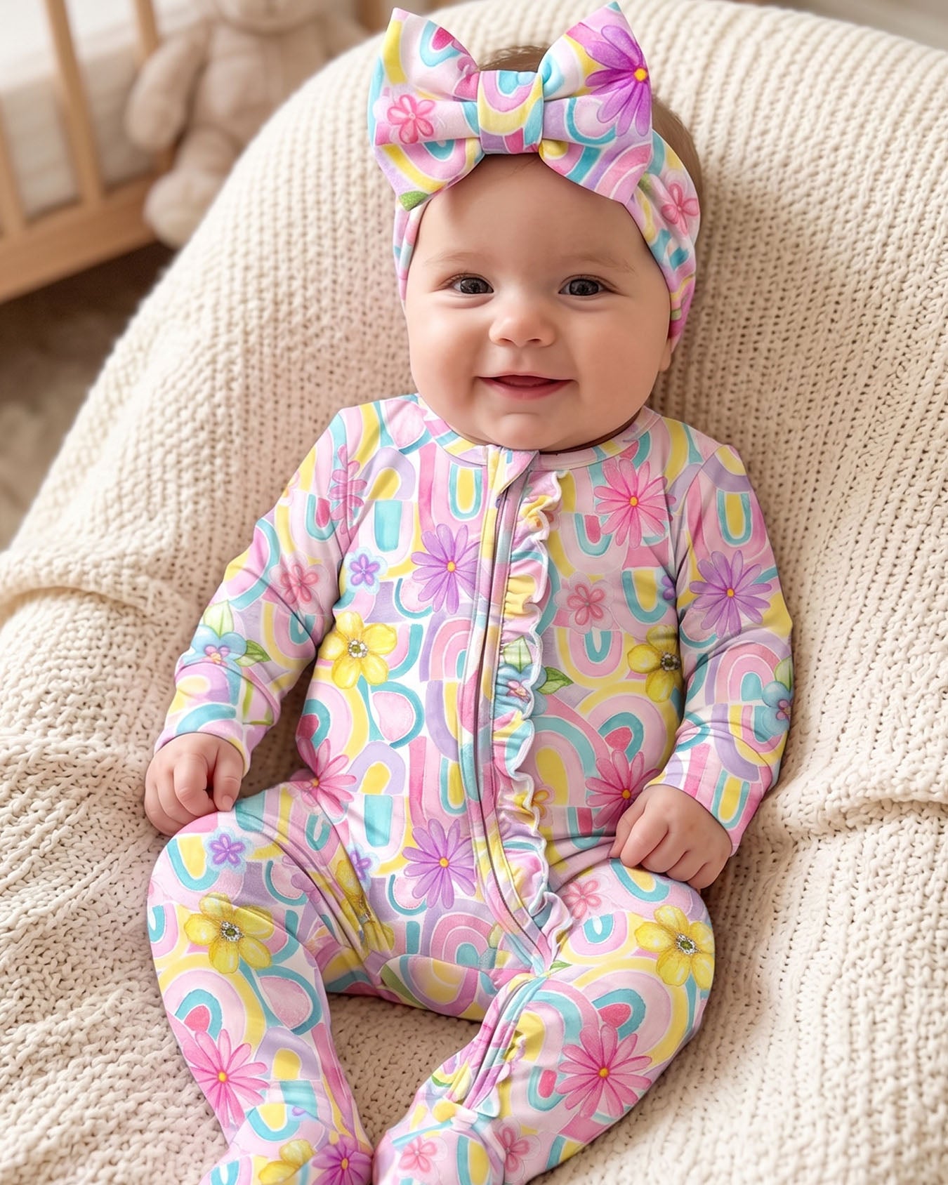 Gianna Ruffled Zippered Footie